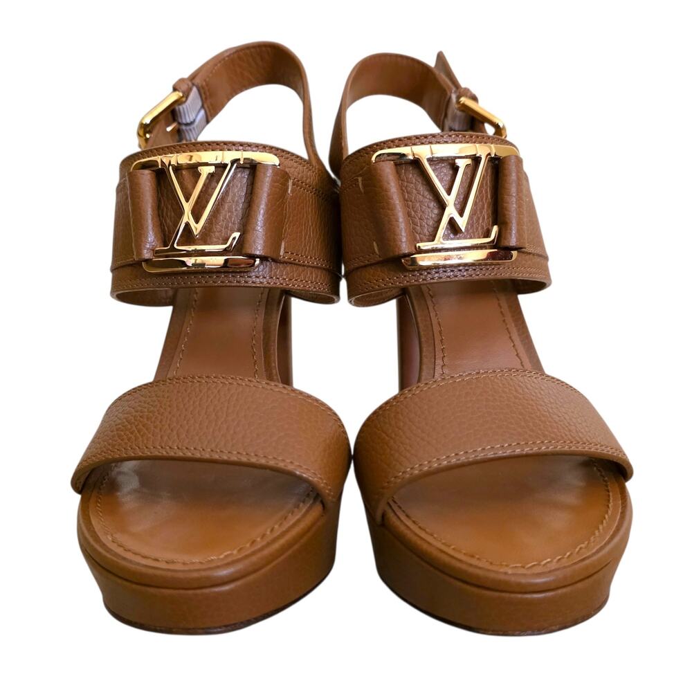 Louis Vuitton Horizon Brown Leather Slingback Platform Sandals IT 36.5 US 6.5